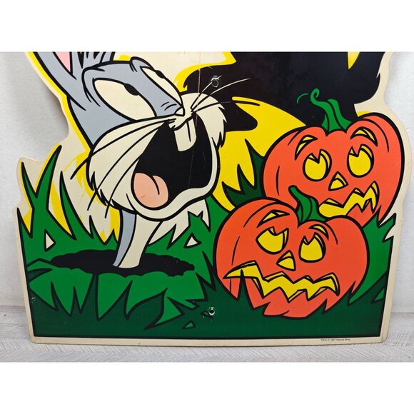 Vintage 1997 Warner Bros Bugs Bunny Gossamer Monster Halloween Yard Sign Plastic - Picture 6 of 10